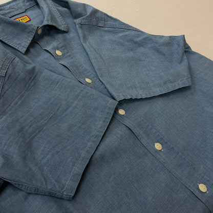 【中古品】【メンズ】 HUMANMADE ヒューマンメイド CHAMBRAY S/S SHIRT HM31SH040 シャンブレー ショートスリーブシャツ 半袖トップス 142-260817-ss-02-tei サイズ：L カラー：インディゴ 万代Net店