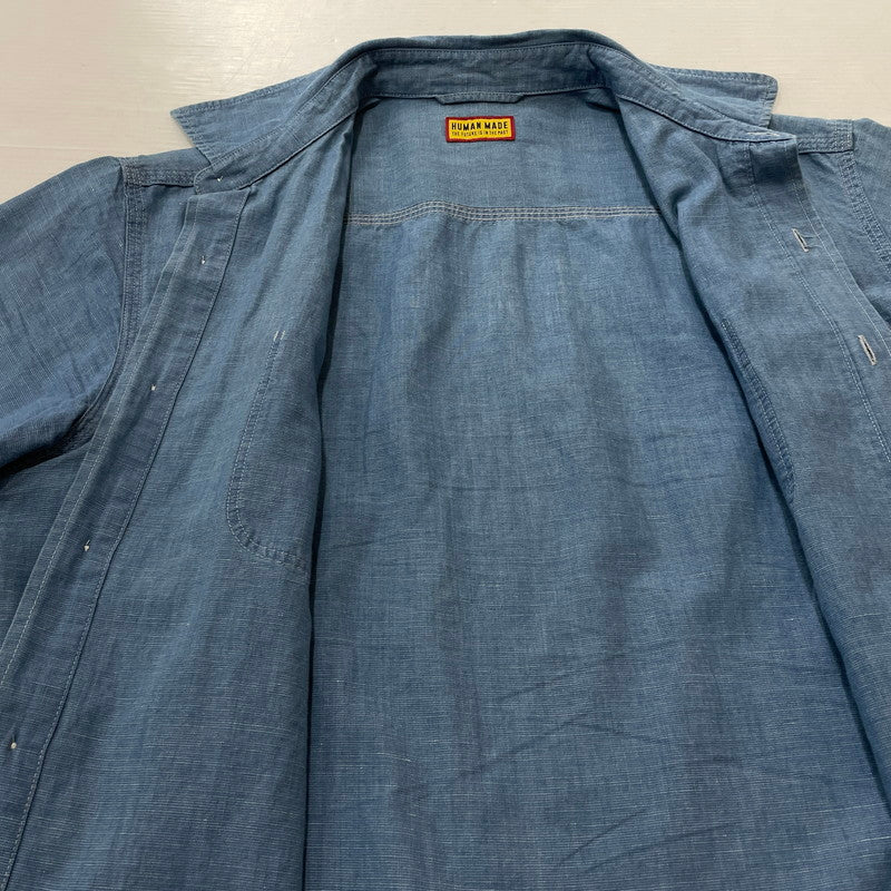 【中古品】【メンズ】 HUMANMADE ヒューマンメイド CHAMBRAY S/S SHIRT HM31SH040 シャンブレー ショートスリーブシャツ 半袖トップス 142-260817-ss-02-tei サイズ：L カラー：インディゴ 万代Net店