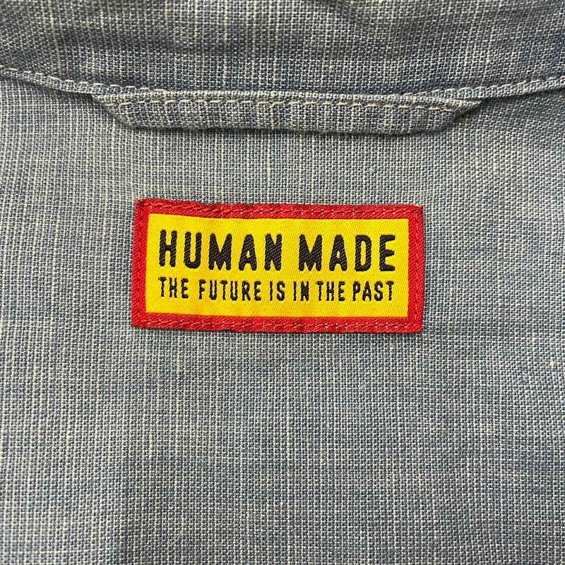 【中古品】【メンズ】 HUMANMADE ヒューマンメイド CHAMBRAY S/S SHIRT HM31SH040 シャンブレー ショートスリーブシャツ 半袖トップス 142-260817-ss-02-tei サイズ：L カラー：インディゴ 万代Net店