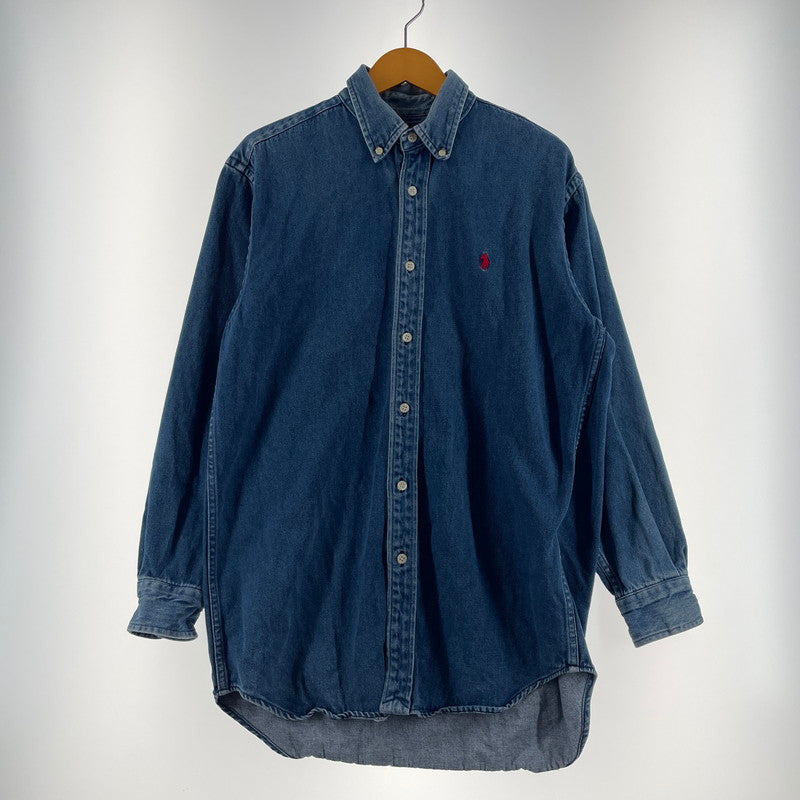 【中古品】【メンズ】 POLO by RALPH LAUREN ポロバイラルフローレン LS B.D. DENIM SHIRT ロングスリーブ ボタンダウン デニムシャツ 長袖 トップス 147-260811-yo-05-tei サイズ：M カラー：インディゴ 万代Net店