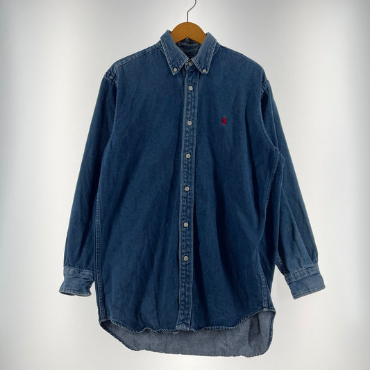 【中古品】【メンズ】 POLO by RALPH LAUREN ポロバイラルフローレン LS B.D. DENIM SHIRT ロングスリーブ ボタンダウン デニムシャツ 長袖 トップス 147-260811-yo-05-tei サイズ：M カラー：インディゴ 万代Net店