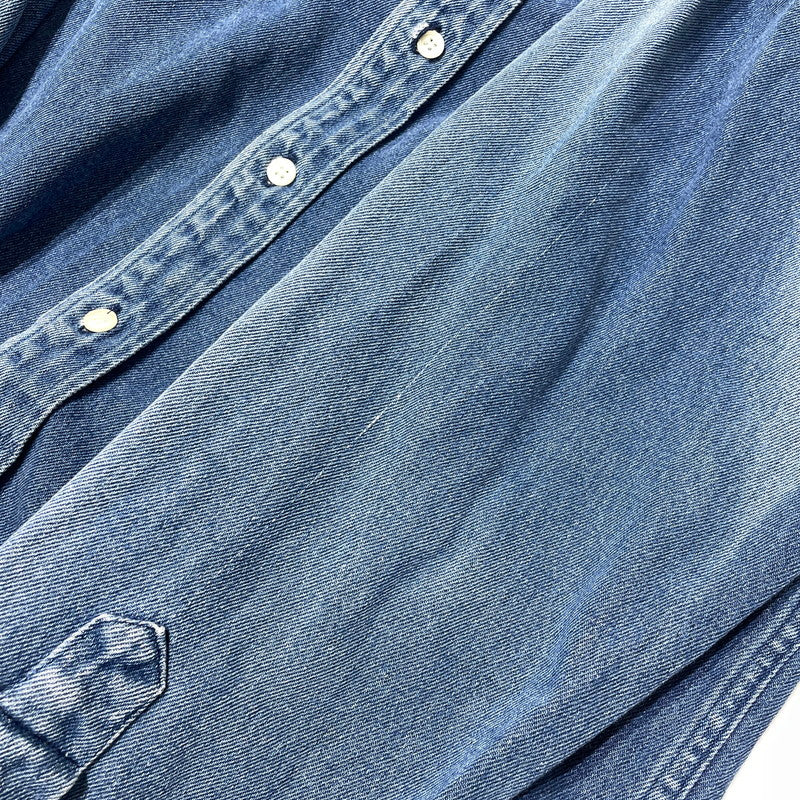 【中古品】【メンズ】 POLO by RALPH LAUREN ポロバイラルフローレン LS B.D. DENIM SHIRT ロングスリーブ ボタンダウン デニムシャツ 長袖 トップス 147-260811-yo-05-tei サイズ：M カラー：インディゴ 万代Net店