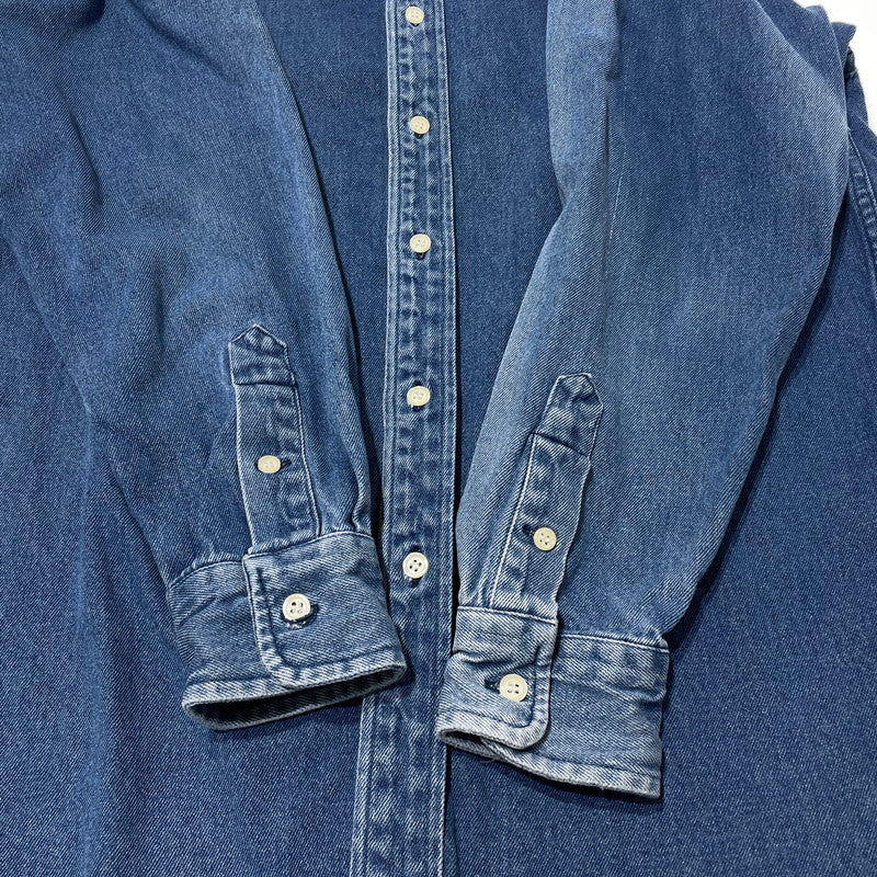 【中古品】【メンズ】 POLO by RALPH LAUREN ポロバイラルフローレン LS B.D. DENIM SHIRT ロングスリーブ ボタンダウン デニムシャツ 長袖 トップス 147-260811-yo-05-tei サイズ：M カラー：インディゴ 万代Net店