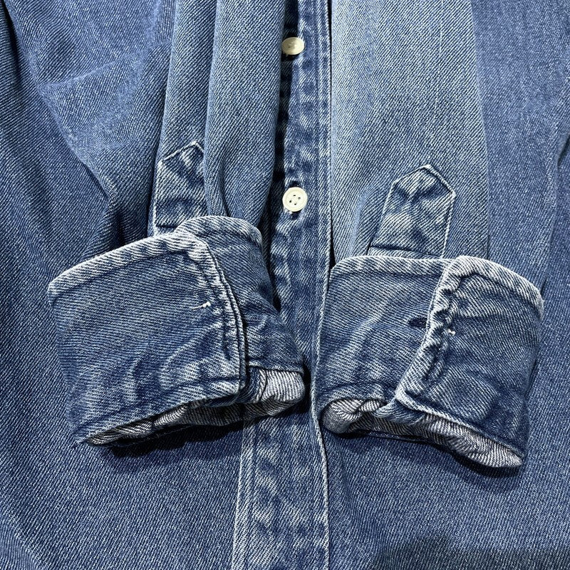 【中古品】【メンズ】 POLO by RALPH LAUREN ポロバイラルフローレン LS B.D. DENIM SHIRT ロングスリーブ ボタンダウン デニムシャツ 長袖 トップス 147-260811-yo-05-tei サイズ：M カラー：インディゴ 万代Net店