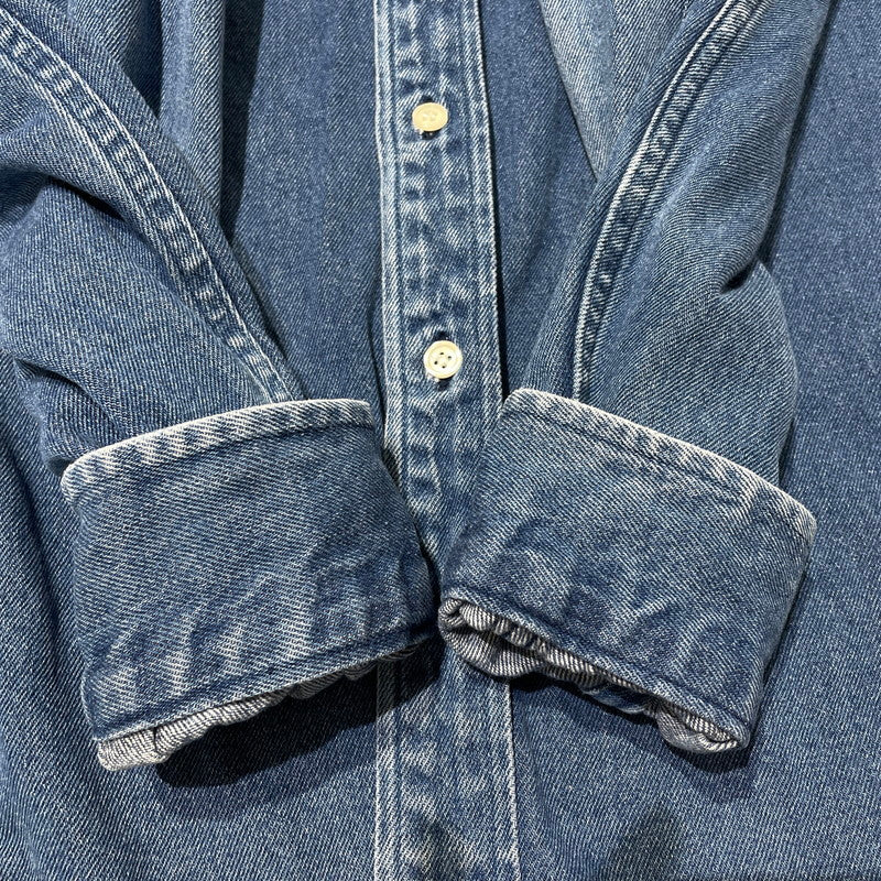 【中古品】【メンズ】 POLO by RALPH LAUREN ポロバイラルフローレン LS B.D. DENIM SHIRT ロングスリーブ ボタンダウン デニムシャツ 長袖 トップス 147-260811-yo-05-tei サイズ：M カラー：インディゴ 万代Net店