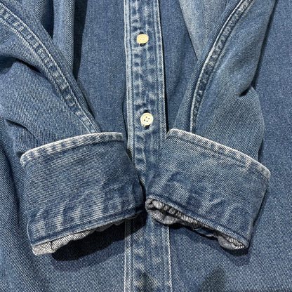 【中古品】【メンズ】 POLO by RALPH LAUREN ポロバイラルフローレン LS B.D. DENIM SHIRT ロングスリーブ ボタンダウン デニムシャツ 長袖 トップス 147-260811-yo-05-tei サイズ：M カラー：インディゴ 万代Net店