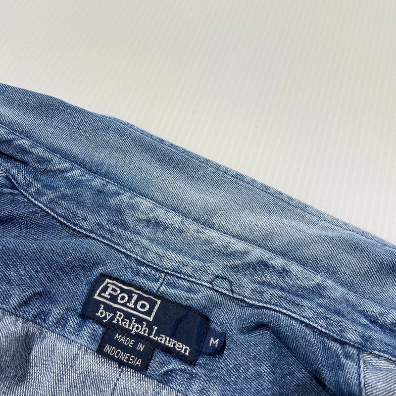 【中古品】【メンズ】 POLO by RALPH LAUREN ポロバイラルフローレン LS B.D. DENIM SHIRT ロングスリーブ ボタンダウン デニムシャツ 長袖 トップス 147-260811-yo-05-tei サイズ：M カラー：インディゴ 万代Net店