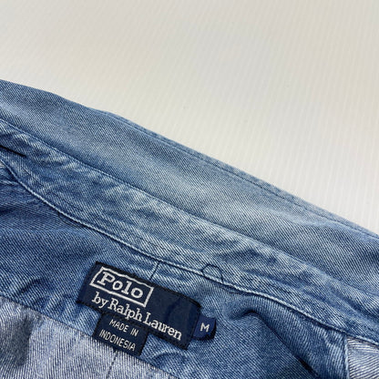 【中古品】【メンズ】 POLO by RALPH LAUREN ポロバイラルフローレン LS B.D. DENIM SHIRT ロングスリーブ ボタンダウン デニムシャツ 長袖 トップス 147-260811-yo-05-tei サイズ：M カラー：インディゴ 万代Net店