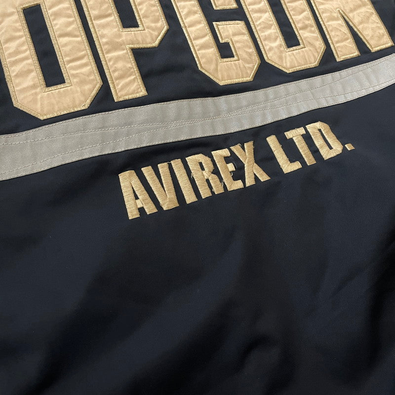 【現状渡し品】【メンズ】 AVIREX アヴィレックス CUSTOM CWU TOP GUN FLIGHT JACKET 6102176 カスタムトップガン フライトジャケット アウター ミリタリージャケット 145-260817-ss-08-tei サイズ：M/※使用感あり カラー：ネイビー 万代Net店