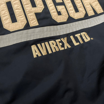 【現状渡し品】【メンズ】 AVIREX アヴィレックス CUSTOM CWU TOP GUN FLIGHT JACKET 6102176 カスタムトップガン フライトジャケット アウター ミリタリージャケット 145-260817-ss-08-tei サイズ：M/※使用感あり カラー：ネイビー 万代Net店