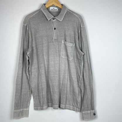 【中古品】【メンズ】 STONE ISLAND ストーン アイランド L/S POLO SHIRT ロングスリーブ ポロシャツ 長袖 トップス 141-260811-sa-05-tei サイズ：XXL カラー：グレー 万代Net店