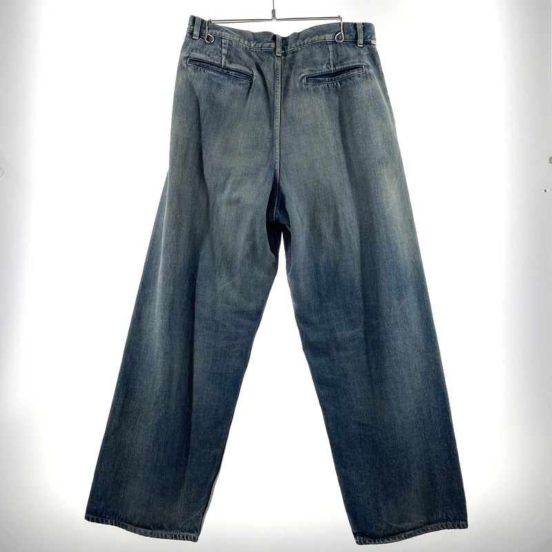 【中古品】【メンズ】 GRAPHPAPER グラフペーパー SELVAGE DENIM TWO TUCK PANTS GU221-40241 セルビッチ デニム ツータック パンツ ボトムス 151-260811-yo-12-tei サイズ：3 カラー：インディゴ 万代Net店