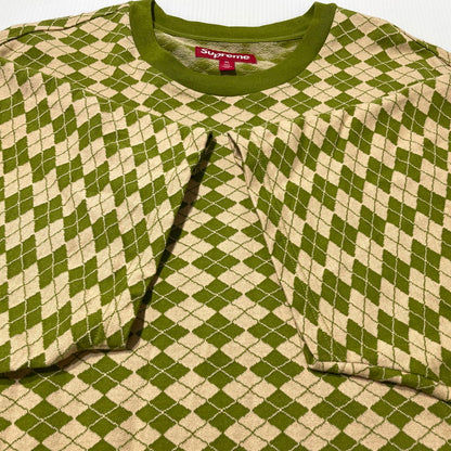 【中古品】【メンズ】 SUPREME シュプリーム 25SS DIAMOND JACQUARD S/S TOP ダイアモンド ジャガード ショートスリーブ Tシャツ 半袖 トップス 149-260811-yo-01-tei サイズ：XL カラー：グリーン 万代Net店