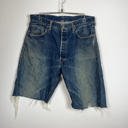 【中古品】【メンズ】 Levi’s リーバイス 90's 501XX 復刻 HALF DENIM PANTS COT OFF 90年代 ハーフデニムパンツ カットオフ ボトムス ジーンズ ボタン裏刻印555 156-260817-ss-14-tei サイズ：36 カラー：インディゴ 万代Net店
