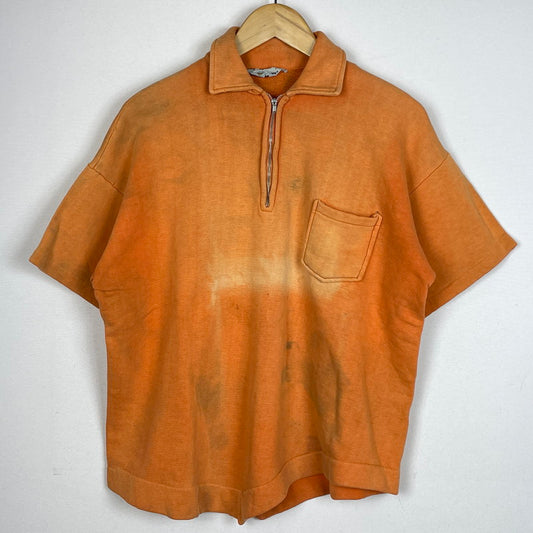 【現状渡し品】【メンズ】 JOCKEY ジョッキー 70's～80's HALF ZIP S/S SWEAT 70年代～80年代 ハーフ ジップ ショートスリーブ スウェット 長袖 トップス トレーナー 145-260811-sa-09-tei サイズ：L カラー：オレンジ 万代Net店