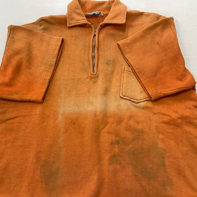 【現状渡し品】【メンズ】 JOCKEY ジョッキー 70's～80's HALF ZIP S/S SWEAT 70年代～80年代 ハーフ ジップ ショートスリーブ スウェット 長袖 トップス トレーナー 145-260811-sa-09-tei サイズ：L カラー：オレンジ 万代Net店