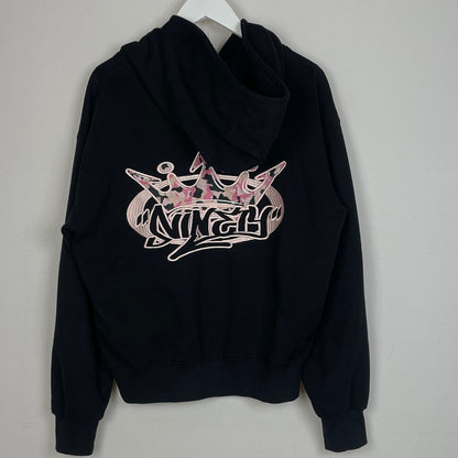 【中古品】【レディース】 9090 ナインティナインティ King LOGO ZIP HOODIE NN2195 キング ロゴ ジップ フーディー 長袖 トップス ジップパーカー 170-260811-sa-01-tei サイズ：L カラー：ブラック 万代Net店
