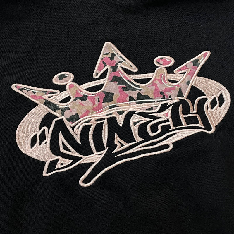 【中古品】【レディース】 9090 ナインティナインティ King LOGO ZIP HOODIE NN2195 キング ロゴ ジップ フーディー 長袖 トップス ジップパーカー 170-260811-sa-01-tei サイズ：L カラー：ブラック 万代Net店