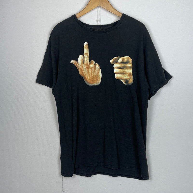 【中古品】【メンズ】 SPENCERS スペンサー 90's~00's FUCK HAND SIGN TEE 90年代～00年代 ファック ハンド サイン Tシャツ 半袖 トップス 145-260811-sa-11-tei サイズ：L カラー：ブラック 万代Net店