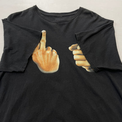 【中古品】【メンズ】 SPENCERS スペンサー 90's~00's FUCK HAND SIGN TEE 90年代～00年代 ファック ハンド サイン Tシャツ 半袖 トップス 145-260811-sa-11-tei サイズ：L カラー：ブラック 万代Net店
