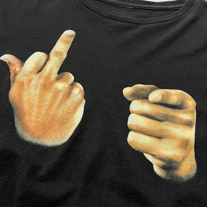 【中古品】【メンズ】 SPENCERS スペンサー 90's~00's FUCK HAND SIGN TEE 90年代～00年代 ファック ハンド サイン Tシャツ 半袖 トップス 145-260811-sa-11-tei サイズ：L カラー：ブラック 万代Net店