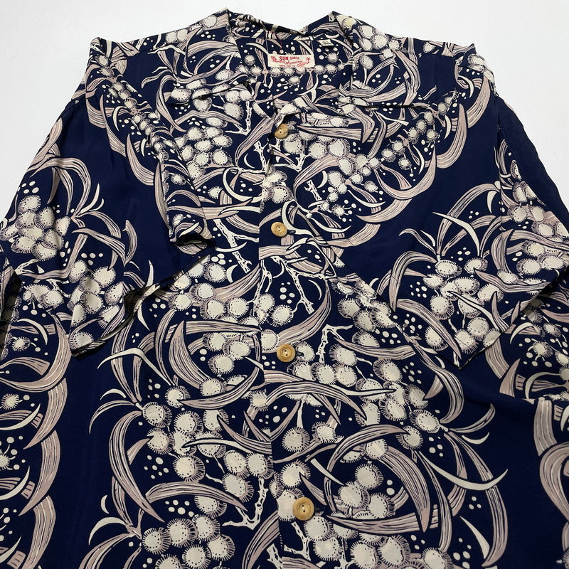 【中古品】【メンズ】 SUN SURF サンサーフ 50’s VINTAGE ALOHA SHIRT "KOA BORDER" SS36421 50年代 ヴィンテージ アロハ シャツ コア ボーダー アウター 復刻 145-260812-sa-04-tei サイズ：L カラー：ネイビー 万代Net店