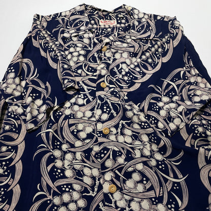 【中古品】【メンズ】 SUN SURF サンサーフ 50’s VINTAGE ALOHA SHIRT "KOA BORDER" SS36421 50年代 ヴィンテージ アロハ シャツ コア ボーダー アウター 復刻 145-260812-sa-04-tei サイズ：L カラー：ネイビー 万代Net店