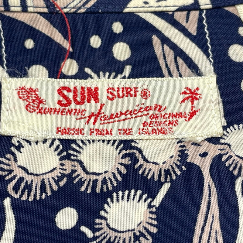 【中古品】【メンズ】 SUN SURF サンサーフ 50’s VINTAGE ALOHA SHIRT "KOA BORDER" SS36421 50年代 ヴィンテージ アロハ シャツ コア ボーダー アウター 復刻 145-260812-sa-04-tei サイズ：L カラー：ネイビー 万代Net店