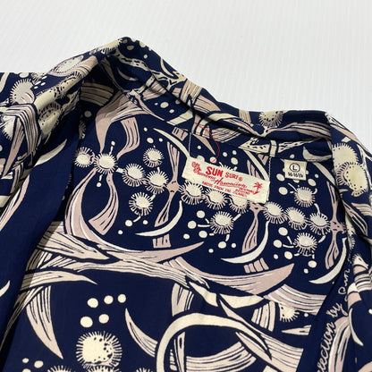 【中古品】【メンズ】 SUN SURF サンサーフ 50’s VINTAGE ALOHA SHIRT "KOA BORDER" SS36421 50年代 ヴィンテージ アロハ シャツ コア ボーダー アウター 復刻 145-260812-sa-04-tei サイズ：L カラー：ネイビー 万代Net店