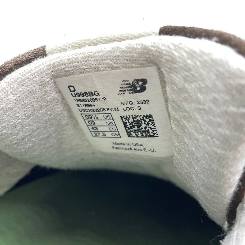 【中古品】【メンズ】 NEW BALANCE ニューバランス ABZORB SNEAKERS U998BG アブゾーブ スニーカー 靴 シューズ 162-260905-yo-07-teih サイズ：27.5cm カラー：ブラウン/グリーン 万代Net店