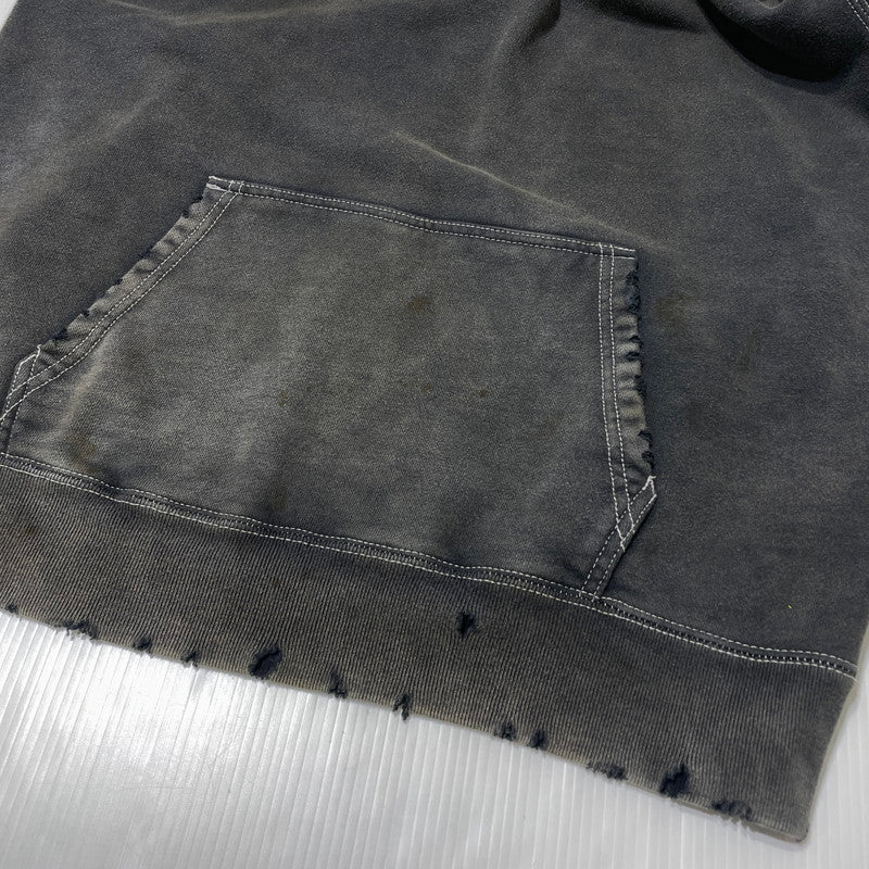 【現状渡し品】【メンズ】 M エム DAMAGE PROCESSING PULLOVER PARKA ダメージ加工 プルオーバーパーカー 長袖 トップス 140-260812-sa-06-tei サイズ：XL カラー：グレー系 万代Net店