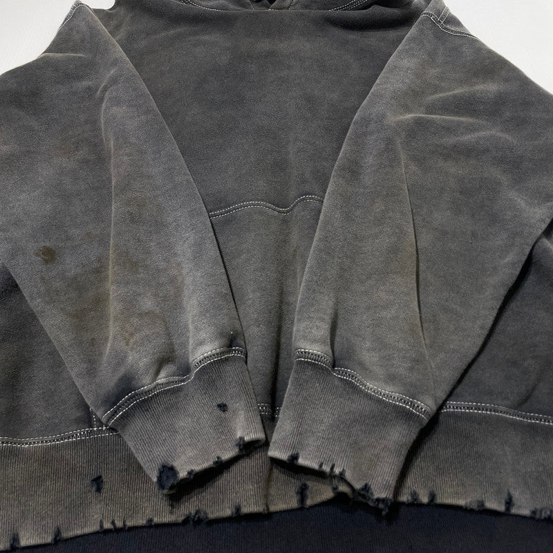 【現状渡し品】【メンズ】 M エム DAMAGE PROCESSING PULLOVER PARKA ダメージ加工 プルオーバーパーカー 長袖 トップス 140-260812-sa-06-tei サイズ：XL カラー：グレー系 万代Net店