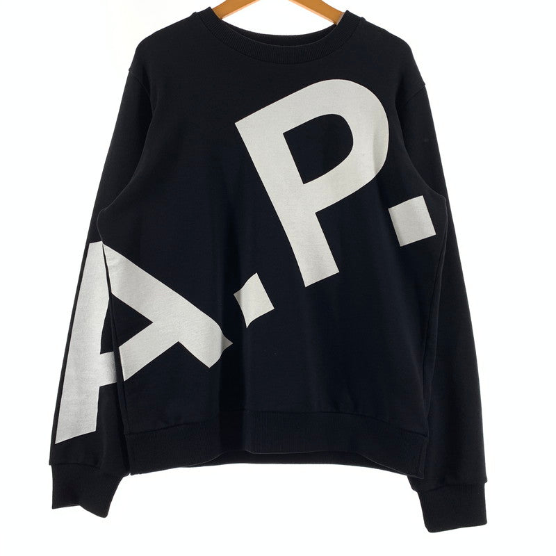 【中古品】【メンズ】 A.P.C. アーペーセー BIG LOGO SWEAT SHIRT ロゴ スウェット トップス トレーナー 141-260815-ko-06-teih サイズ：S カラー：ブラック 万代Net店