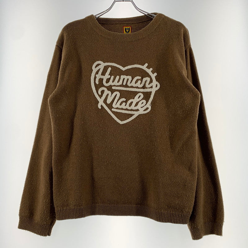 【中古品】【メンズ】 HUMAN MADE ヒューマンメイド HEART KNIT HM28CS018 ハート ニット トップス セーター 142-260815-ko-07-teih サイズ：L カラー：ブラウン 万代Net店
