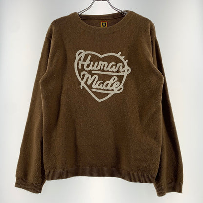 【中古品】【メンズ】 HUMAN MADE ヒューマンメイド HEART KNIT HM28CS018 ハート ニット トップス セーター 142-260815-ko-07-teih サイズ：L カラー：ブラウン 万代Net店