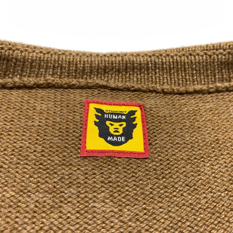 【中古品】【メンズ】 HUMAN MADE ヒューマンメイド HEART KNIT HM28CS018 ハート ニット トップス セーター 142-260815-ko-07-teih サイズ：L カラー：ブラウン 万代Net店