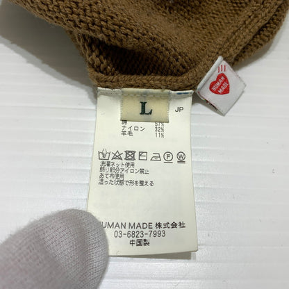 【中古品】【メンズ】 HUMAN MADE ヒューマンメイド HEART KNIT HM28CS018 ハート ニット トップス セーター 142-260815-ko-07-teih サイズ：L カラー：ブラウン 万代Net店