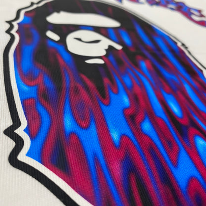 【中古品】【メンズ】 A BATHING APE ア ベイシング エイプ FLAME APE HEAD RELAXED FIT TEE 001TEK301320M フレイム エイプ ヘッド リラックスド フィット Tシャツ 半袖 トップス 142-260821-sa -08-tei サイズ：L カラー：ホワイト 万代Net店