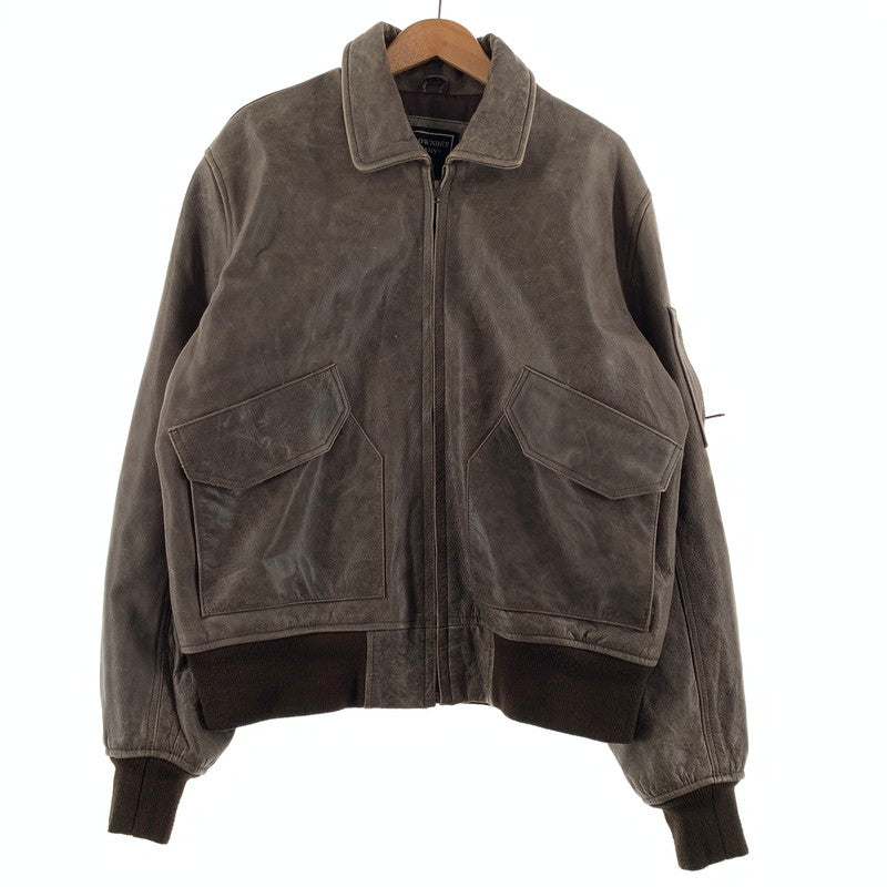 【現状渡し品】【メンズ】 JOHN OWNBEY COMPANY ジョン オウンビー カンパニー LEATHER MA-1 JACKET レザー MA-1 ジャケット アウター フィールドジャケット 145-260815-ko-10-teih サイズ：L カラー：ブラウン 万代Net店
