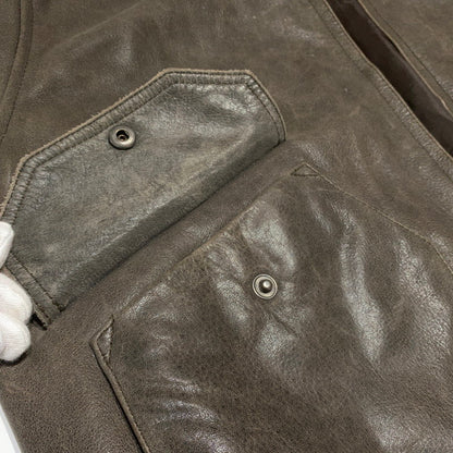 【現状渡し品】【メンズ】 JOHN OWNBEY COMPANY ジョン オウンビー カンパニー LEATHER MA-1 JACKET レザー MA-1 ジャケット アウター フィールドジャケット 145-260815-ko-10-teih サイズ：L カラー：ブラウン 万代Net店