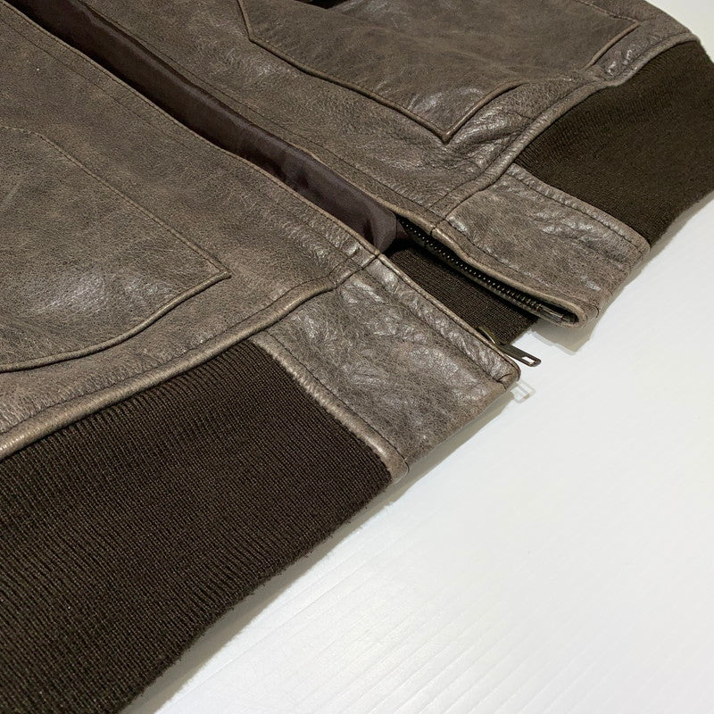 【現状渡し品】【メンズ】 JOHN OWNBEY COMPANY ジョン オウンビー カンパニー LEATHER MA-1 JACKET レザー MA-1 ジャケット アウター フィールドジャケット 145-260815-ko-10-teih サイズ：L カラー：ブラウン 万代Net店