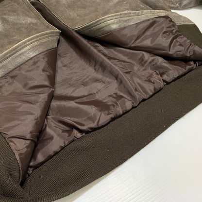 【現状渡し品】【メンズ】 JOHN OWNBEY COMPANY ジョン オウンビー カンパニー LEATHER MA-1 JACKET レザー MA-1 ジャケット アウター フィールドジャケット 145-260815-ko-10-teih サイズ：L カラー：ブラウン 万代Net店