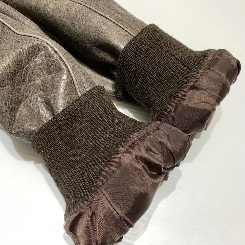 【現状渡し品】【メンズ】 JOHN OWNBEY COMPANY ジョン オウンビー カンパニー LEATHER MA-1 JACKET レザー MA-1 ジャケット アウター フィールドジャケット 145-260815-ko-10-teih サイズ：L カラー：ブラウン 万代Net店
