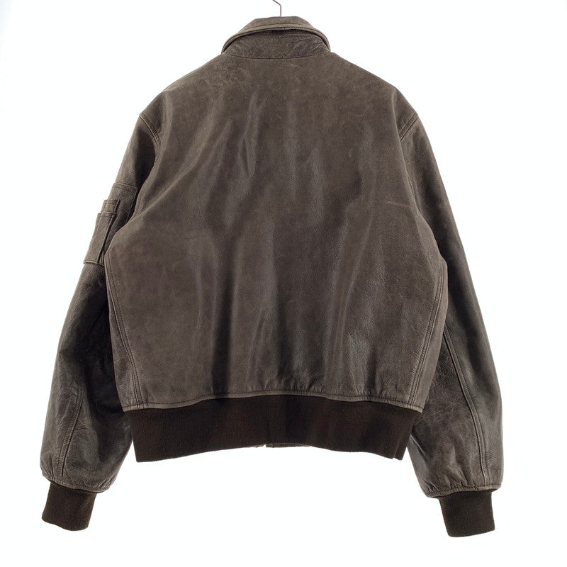 【現状渡し品】【メンズ】 JOHN OWNBEY COMPANY ジョン オウンビー カンパニー LEATHER MA-1 JACKET レザー MA-1 ジャケット アウター フィールドジャケット 145-260815-ko-10-teih サイズ：L カラー：ブラウン 万代Net店