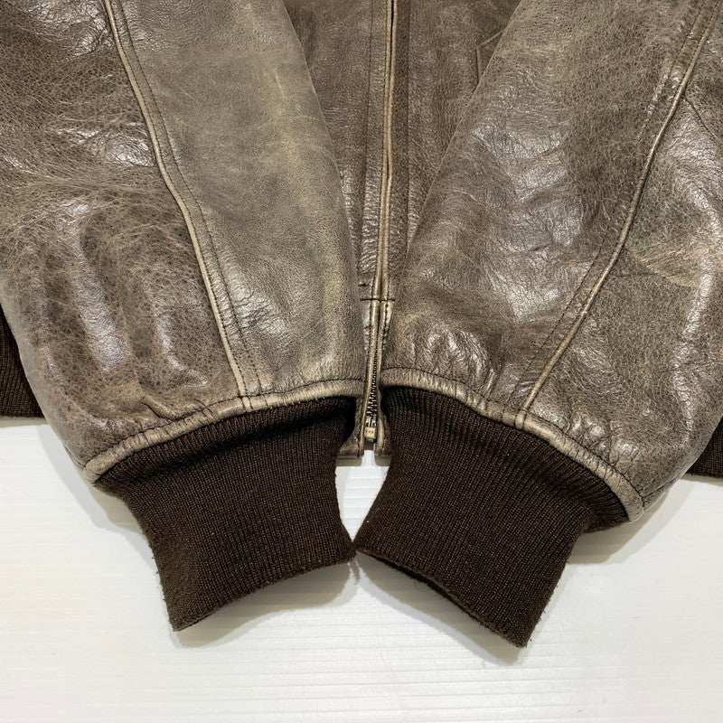 【現状渡し品】【メンズ】 JOHN OWNBEY COMPANY ジョン オウンビー カンパニー LEATHER MA-1 JACKET レザー MA-1 ジャケット アウター フィールドジャケット 145-260815-ko-10-teih サイズ：L カラー：ブラウン 万代Net店