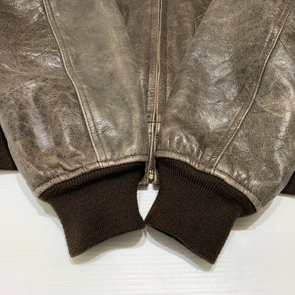 【現状渡し品】【メンズ】 JOHN OWNBEY COMPANY ジョン オウンビー カンパニー LEATHER MA-1 JACKET レザー MA-1 ジャケット アウター フィールドジャケット 145-260815-ko-10-teih サイズ：L カラー：ブラウン 万代Net店