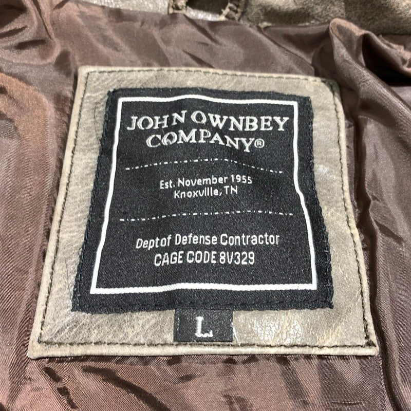 【現状渡し品】【メンズ】 JOHN OWNBEY COMPANY ジョン オウンビー カンパニー LEATHER MA-1 JACKET レザー MA-1 ジャケット アウター フィールドジャケット 145-260815-ko-10-teih サイズ：L カラー：ブラウン 万代Net店