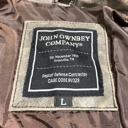 【現状渡し品】【メンズ】 JOHN OWNBEY COMPANY ジョン オウンビー カンパニー LEATHER MA-1 JACKET レザー MA-1 ジャケット アウター フィールドジャケット 145-260815-ko-10-teih サイズ：L カラー：ブラウン 万代Net店