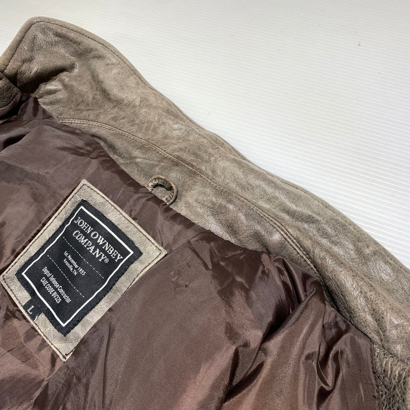 【現状渡し品】【メンズ】 JOHN OWNBEY COMPANY ジョン オウンビー カンパニー LEATHER MA-1 JACKET レザー MA-1 ジャケット アウター フィールドジャケット 145-260815-ko-10-teih サイズ：L カラー：ブラウン 万代Net店