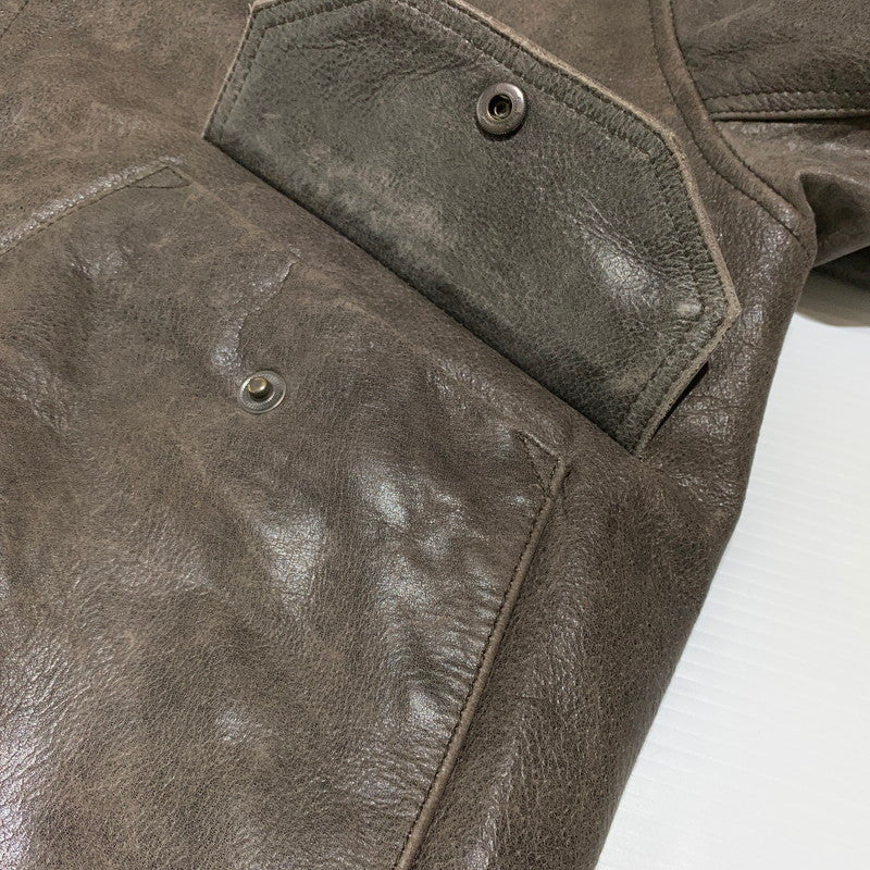 【現状渡し品】【メンズ】 JOHN OWNBEY COMPANY ジョン オウンビー カンパニー LEATHER MA-1 JACKET レザー MA-1 ジャケット アウター フィールドジャケット 145-260815-ko-10-teih サイズ：L カラー：ブラウン 万代Net店